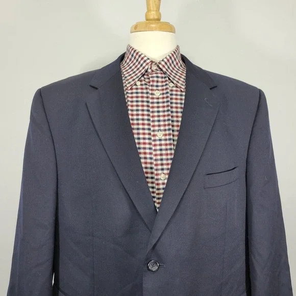 Joseph Feiss Men's Sport Coat‎ Blazer Two Button Navy Blue Wool Twill 50S